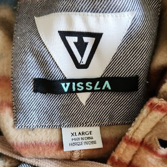 NWT Vissla Men's Descanso Eco Hooded Popover Fleece, Tan Geometric, Size XL - Picture 5 of 10